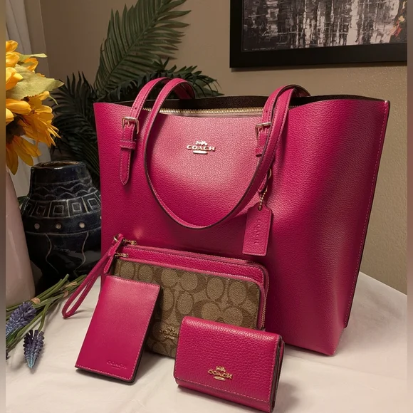 Coach Mollie Leather Tote and Accessory Set in CERISE PINK -NWT - Picture 13 of 13